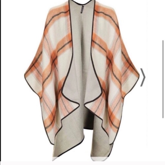 TOPSHOP Plaid Cape Poncho Sz. OSFM - Picture 2 of 8